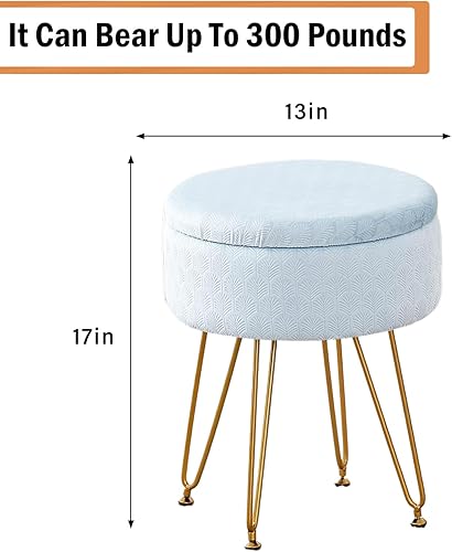 Miniatura 3 de CPINTLTR Reposapiés Taburetes Otomana Redonda de Terciopelo con Espacio de Almacenamiento Silla de Tocador Suave con Asiento de Espuma Viscoelástica