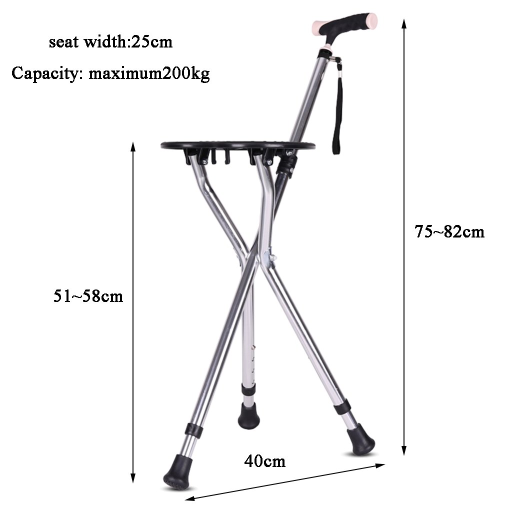 Bastón plegable Bastón plegable 4 Niveles de altura ajustables para hombres Mujeres Tercera edad para personas con artritis para discapacitados y ancianos Bastón con 3 patas Base resistente Máx. 200kg