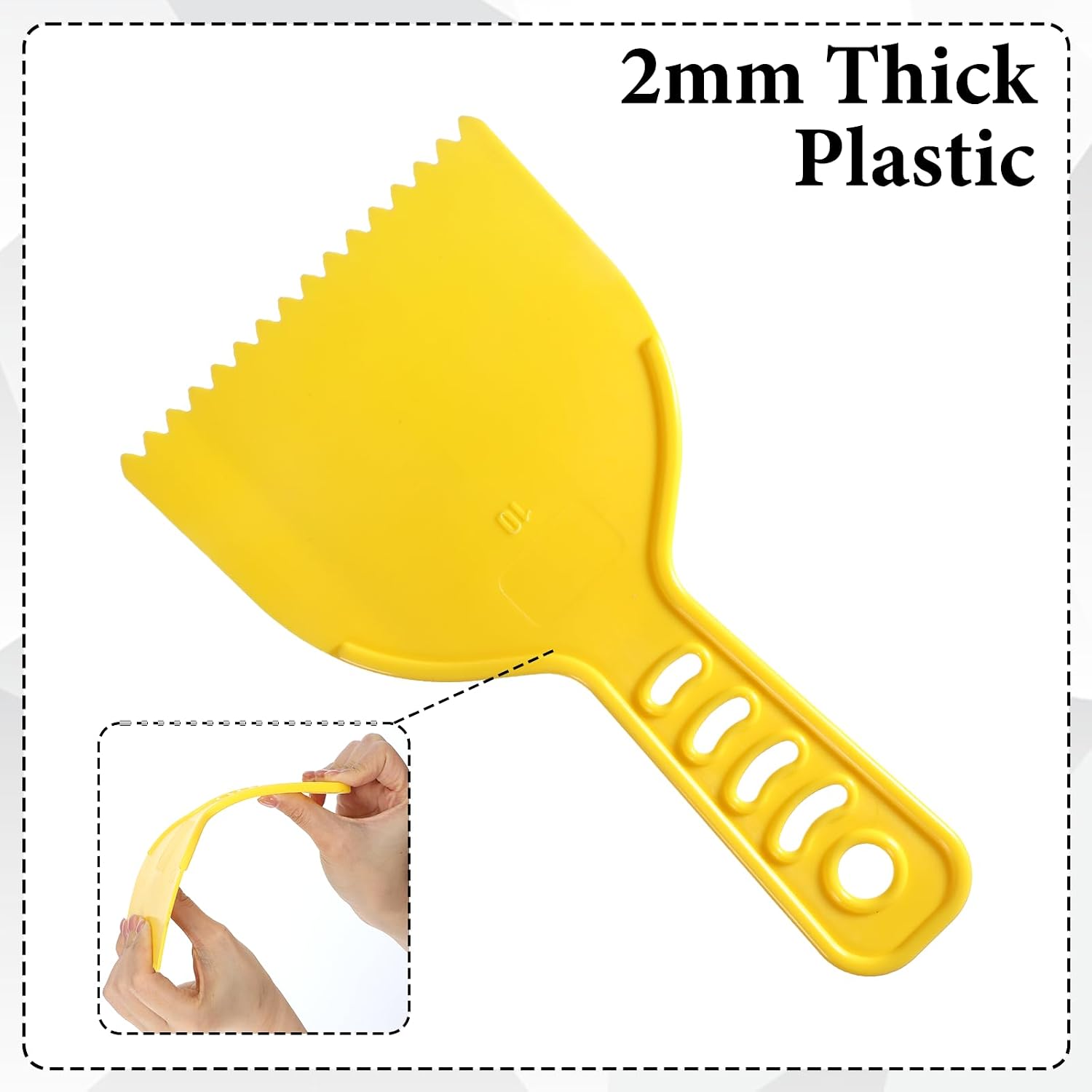 3Pcs Adhesive Spreader Body Filler Spreader Plastic Notch Trowel with Handle Glue Trowel Plastic Notch Applicator Multifunctional Daub Accessory for Glue Epoxy Fillers Putties Daily Repair