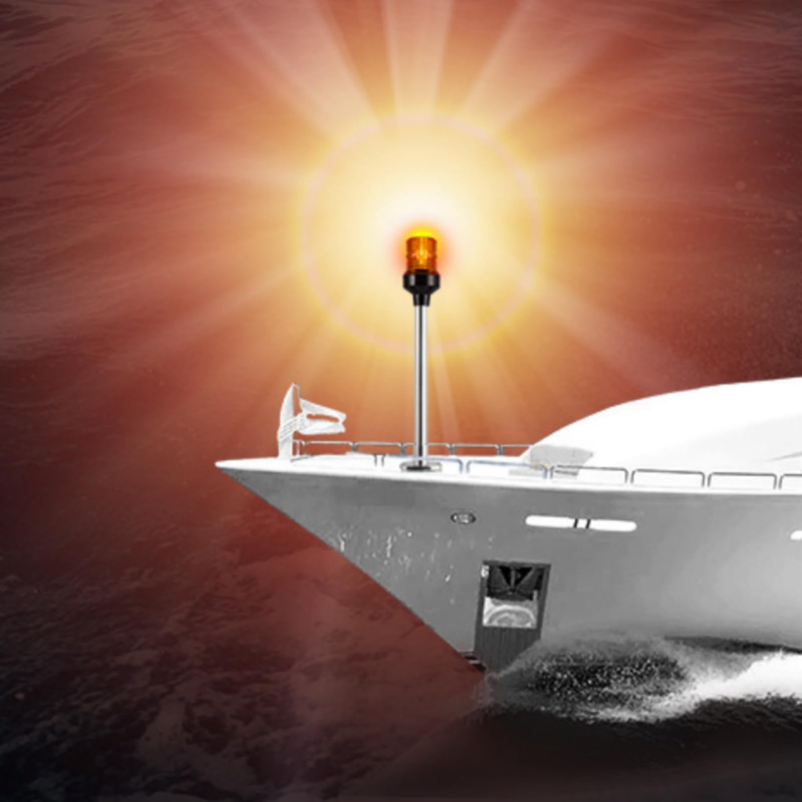Luce di Navigazione a LED 12V Luce Laterale Nautica Lunga Durata Lampada di Bordo Marina per Armatori, 600 Mm, Base Regolabile In Acciaio Inossidabile