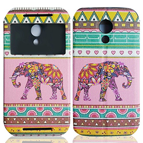 Bfun Packing Colorful Tribal Floral Elephant Slim Leather Case for Motorola Moto G 2nd Gen