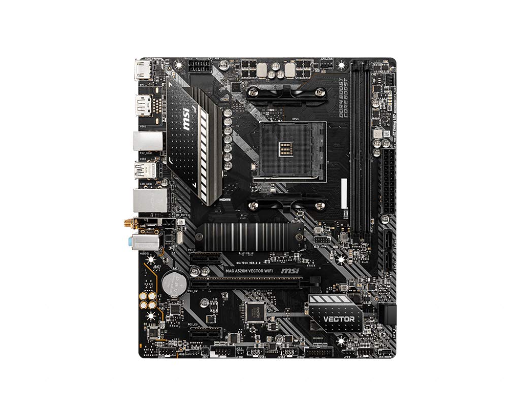 MSI B550-A PRO Motherboard ATX - Supports AMD Ryzen 3rd Gen Processors, AM4, DDR4 Boost (4400MHz/OC), 1 x PCIe 4.0/3.0 x16, 1 x PCIe 3.0/3.0 x16, 1 x M.2 Gen4 x4, 1 x M.2 Gen3 x4, HDMI, Gigabit LAN — view 8