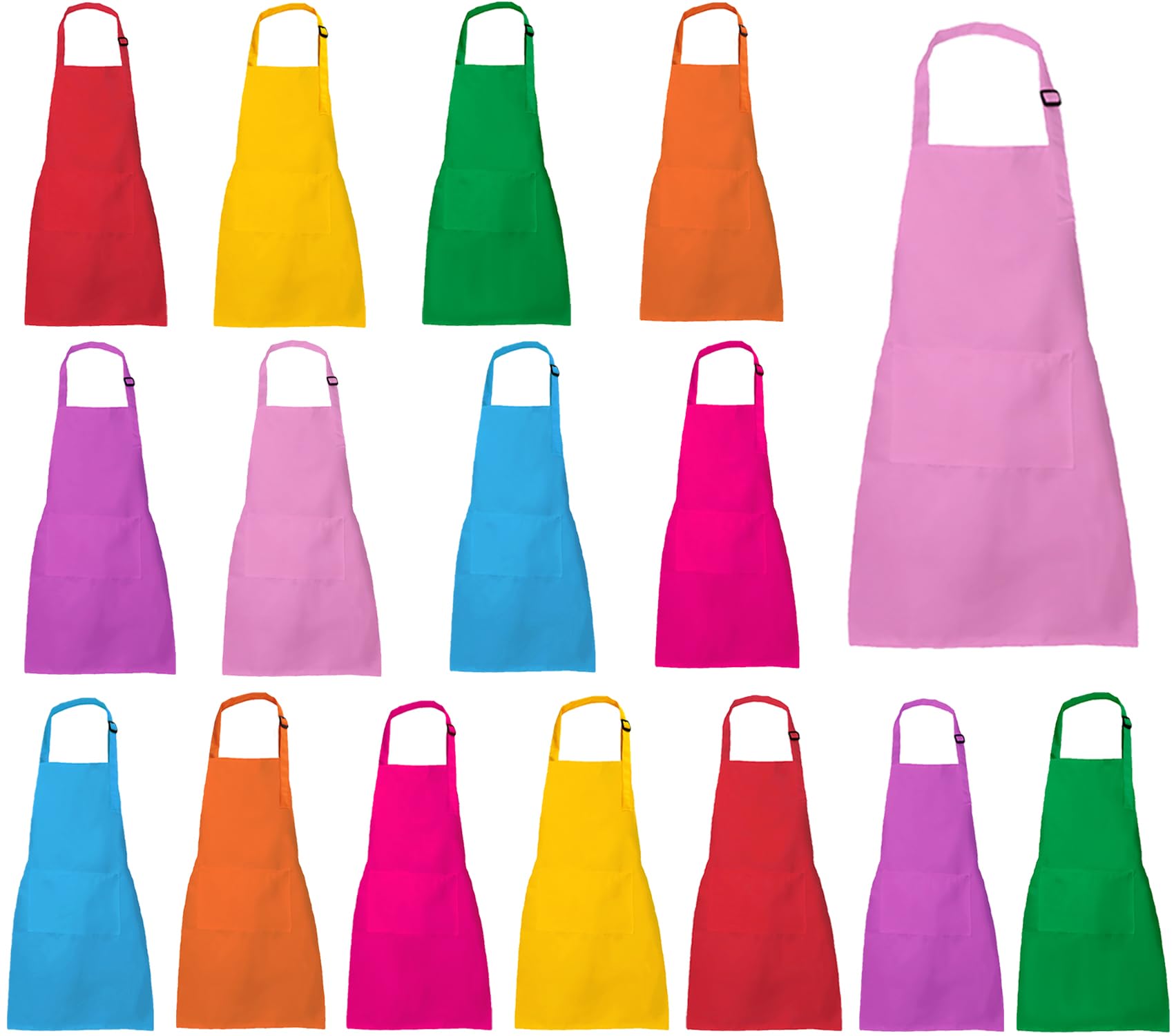 XIEJINJIA 16 Pack Kids Waterproof Apron with Pockets Adjustable Chef Artists Child Bib Cooking Baking Painting for Boys and Girls
