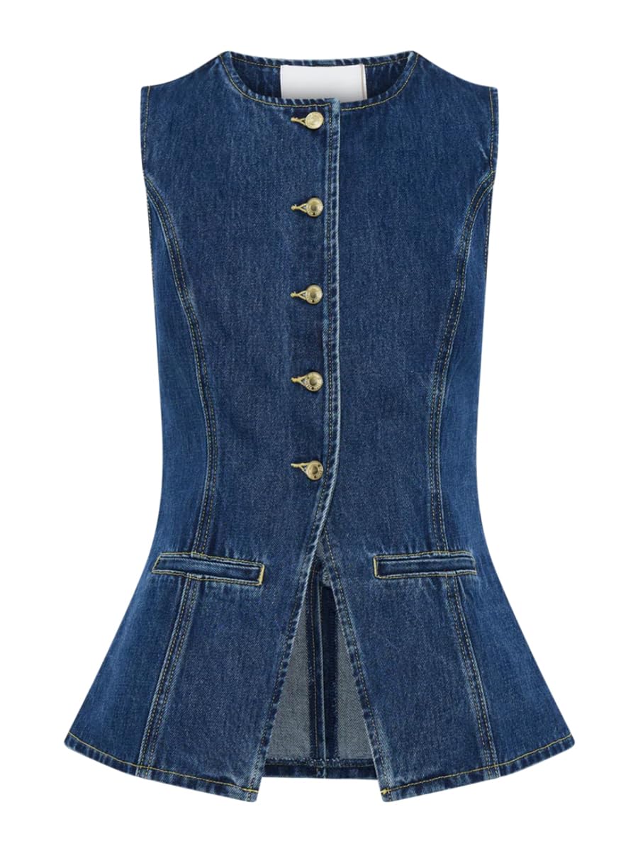 Womens Denim 2 Piece Set Casual Business Sleeveless Jean Blazer Vest Tops and Shorts Outfit Tracksuits