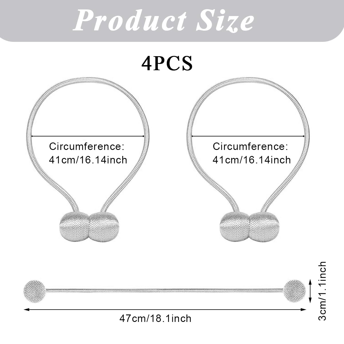 HASTHIP Curtain Tieback Clips 4 Pcs Rope Holdbacks Grey Home Decor — Amazon image 6