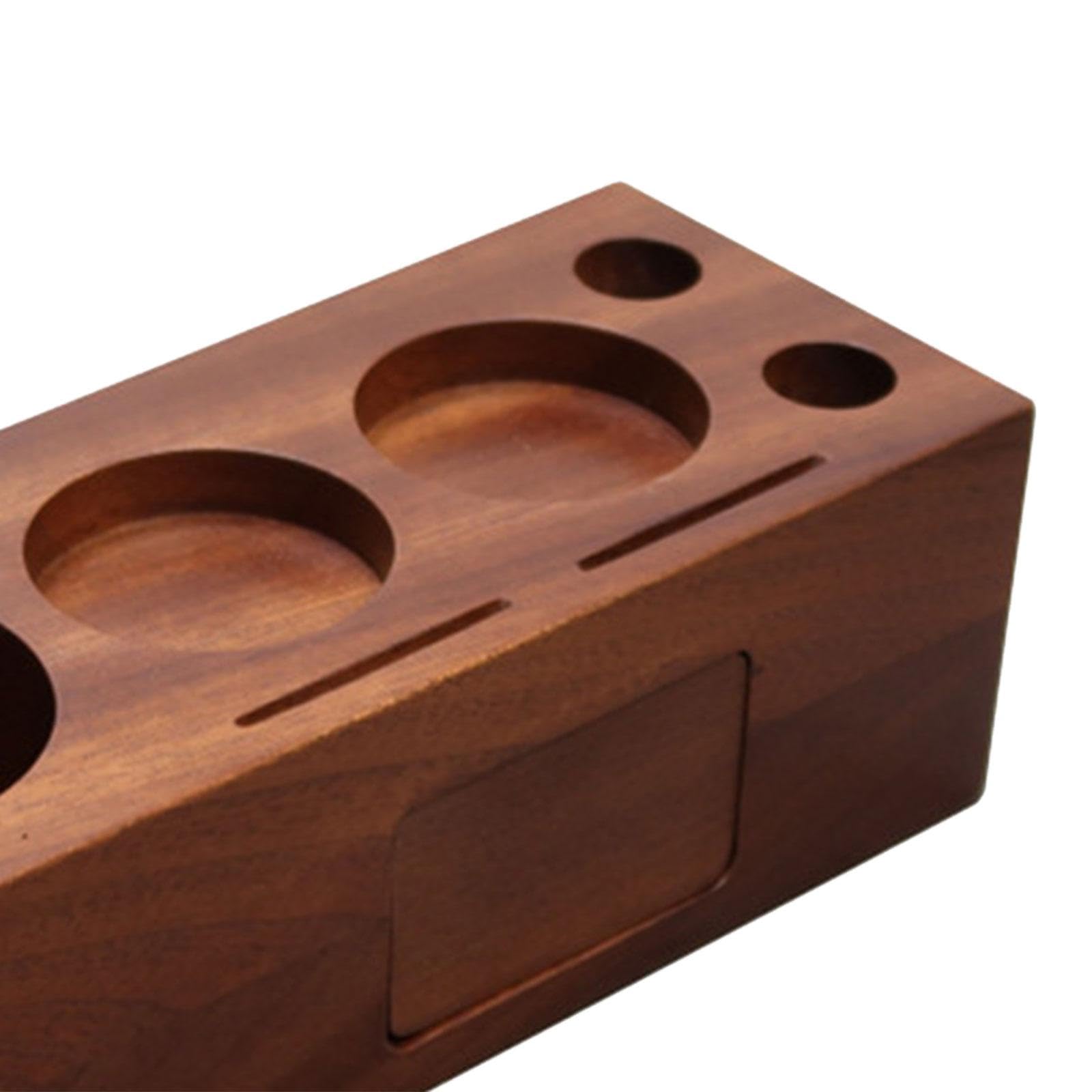 Soporte de Madera para Portafiltro con 3 Orificios, Almohadillas Antideslizantes Y Accesorios para Cajón. Soporte para Prensador de Café Espresso. Her, 58MM, Individual
