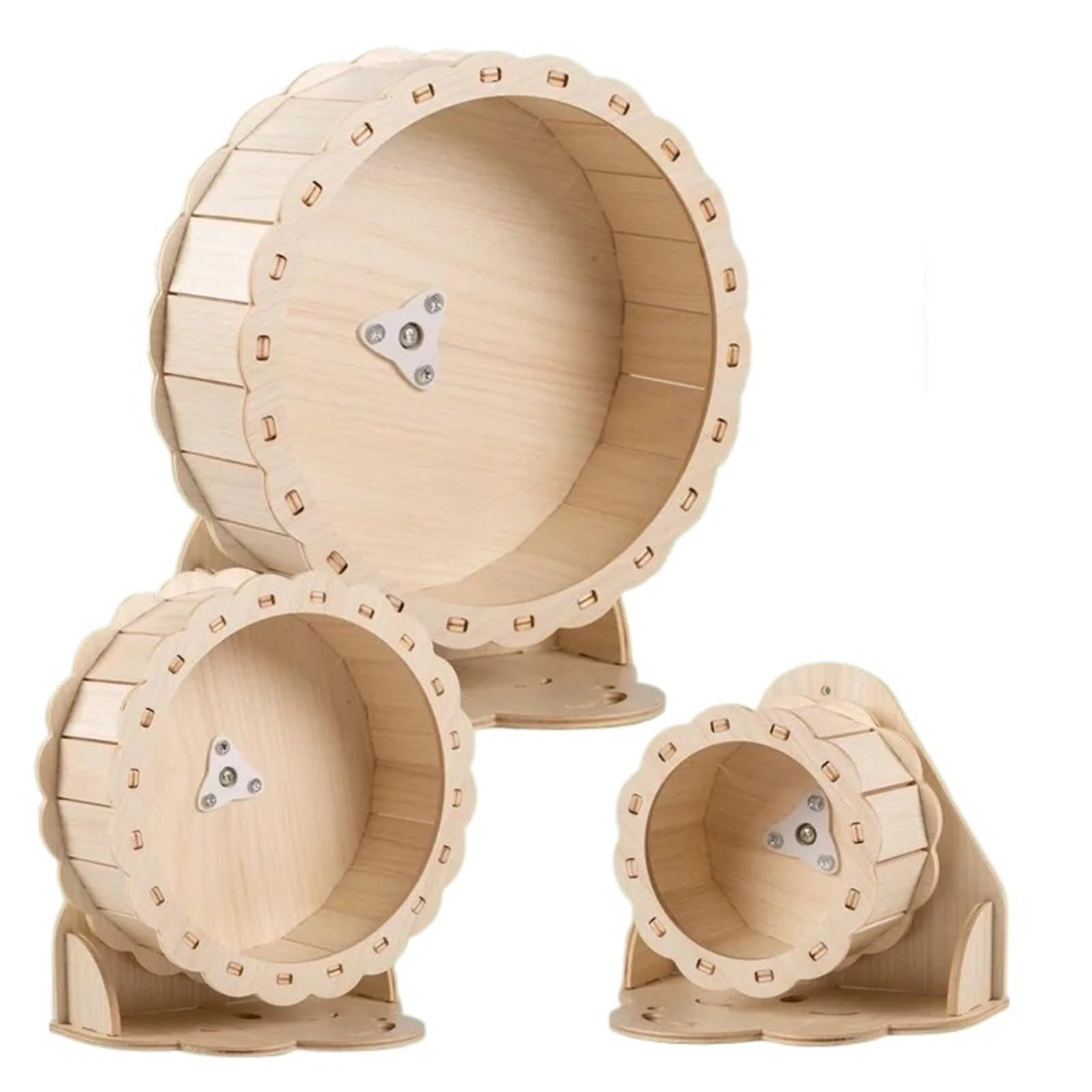 Rueda Hamster Mascota Corriendo silenciador de Madera for Ejercicio Jaula Juguete Conejillo Indias Ardilla Oso Dorado para Mascotas(Outer Diameter 19cm)