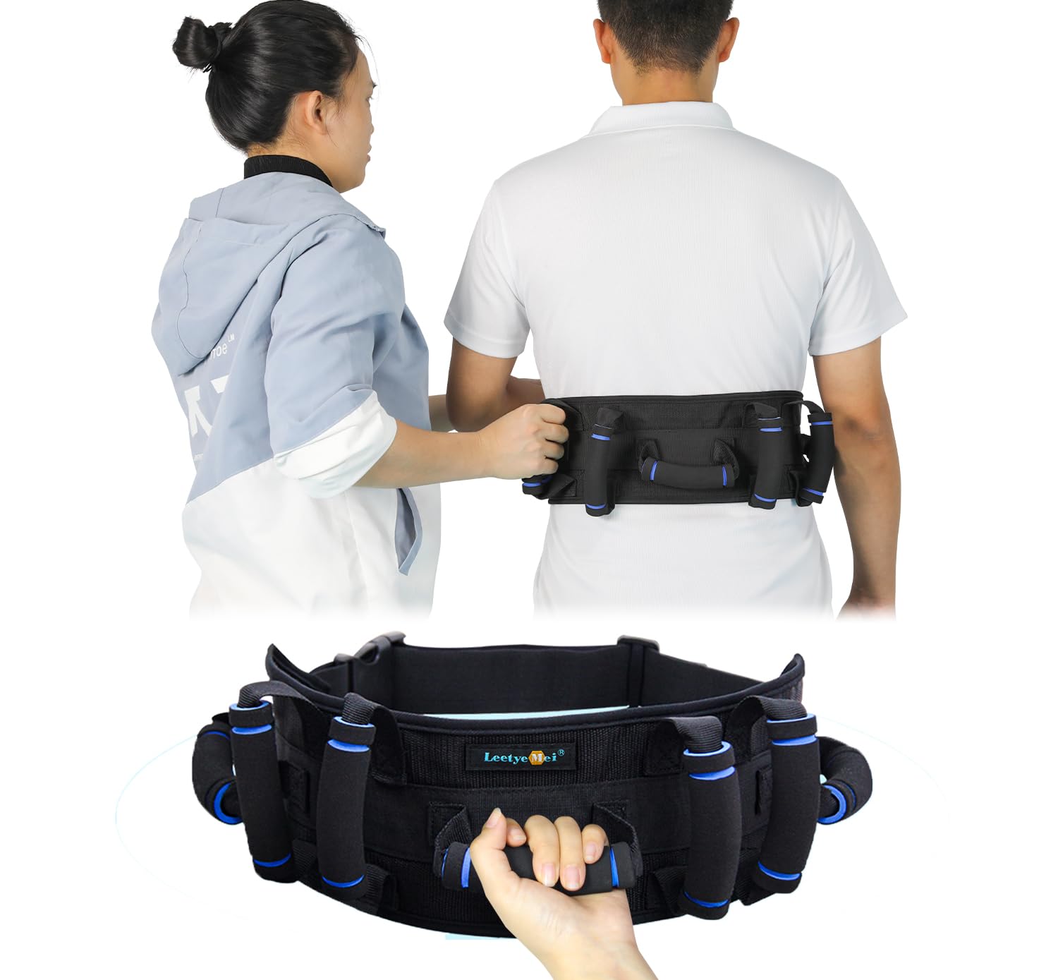 Leetye Mei Gait Belts for Seniors, Gait Belt Transfer Belts for Elderly Lift Belts with Function Prevents Patient from Shifting More Effectivel,Gate Belt Transfer Sling(7 Handles)