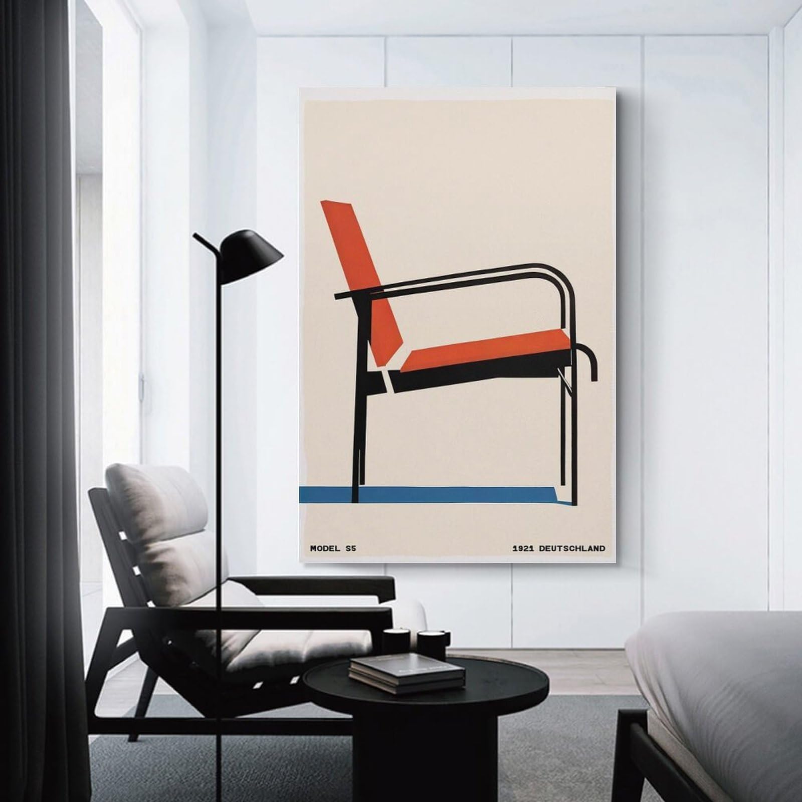 Junmoney Bauhaus Chair Decorative Wall Artwork 24x36inch(60x90cm), for Front Hall, Corridor Or Welcome Spaces, Decorative Wall Art for Narrow Spaces