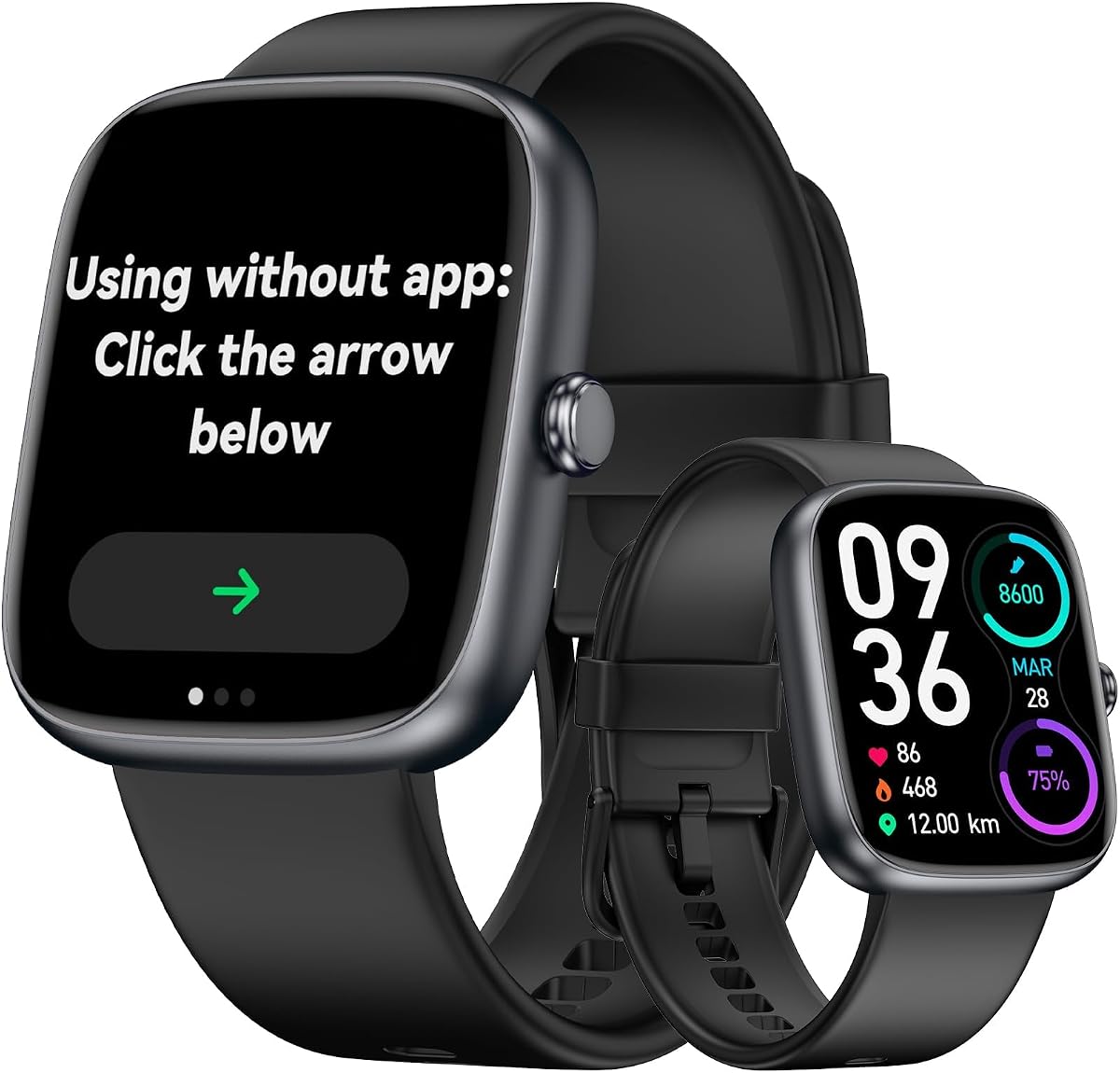 Senior-Friendly Pedometer Watch, Step Counter, No App or Phone Required | Privacy-Focused, Big Font display, IP68 Water Resistance, 7 Days Battery, Alarm, Heart Rate, SpO2 Monitor, Sleep Monitor