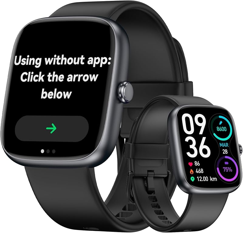 Senior-Friendly Pedometer Watch, Step Counter, No App or Phone Required | Privacy-Focused, Big Font display, IP68 Water Resistance, 7 Days Battery, Alarm, Heart Rate, SpO2 Monitor, Sleep Monitor