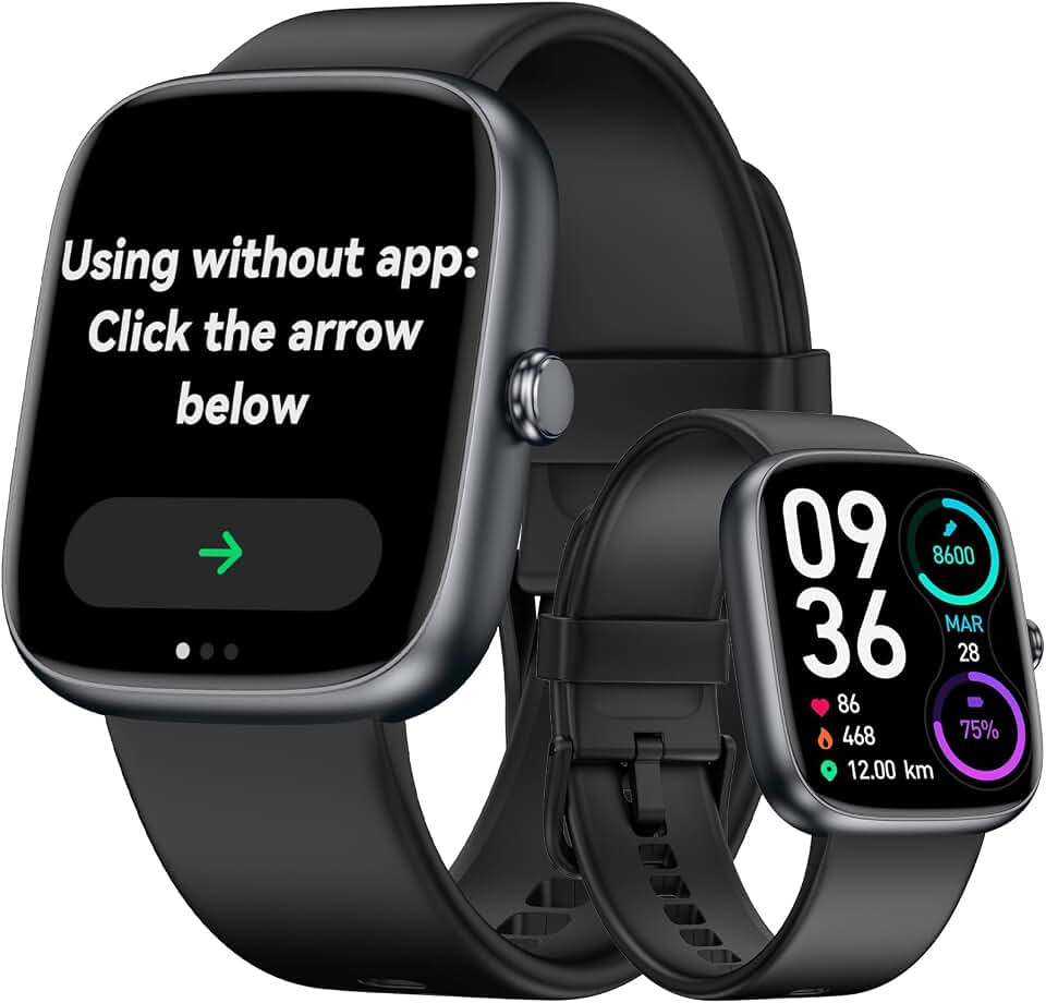 Smart Watch, Fitness Tracker Calling Watch, 1.83" Display, Sleep Tracker | Smartwatch for Android iOS, Waterproof Pedometer Watches, Step Counter for Walking, Pedometer for Women Men, Alarm Clock