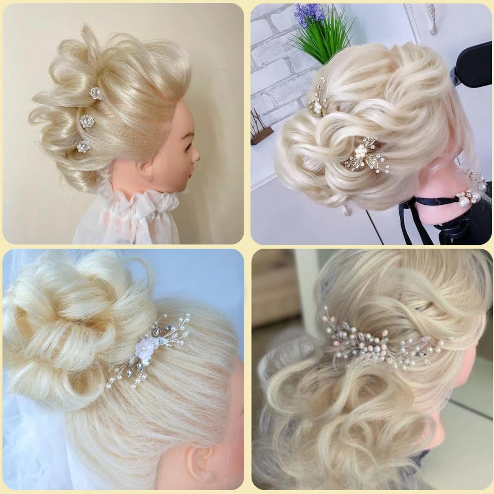 Manichino Testa 70% Capelli Umani Reali per Parrucchiere con Morsetto