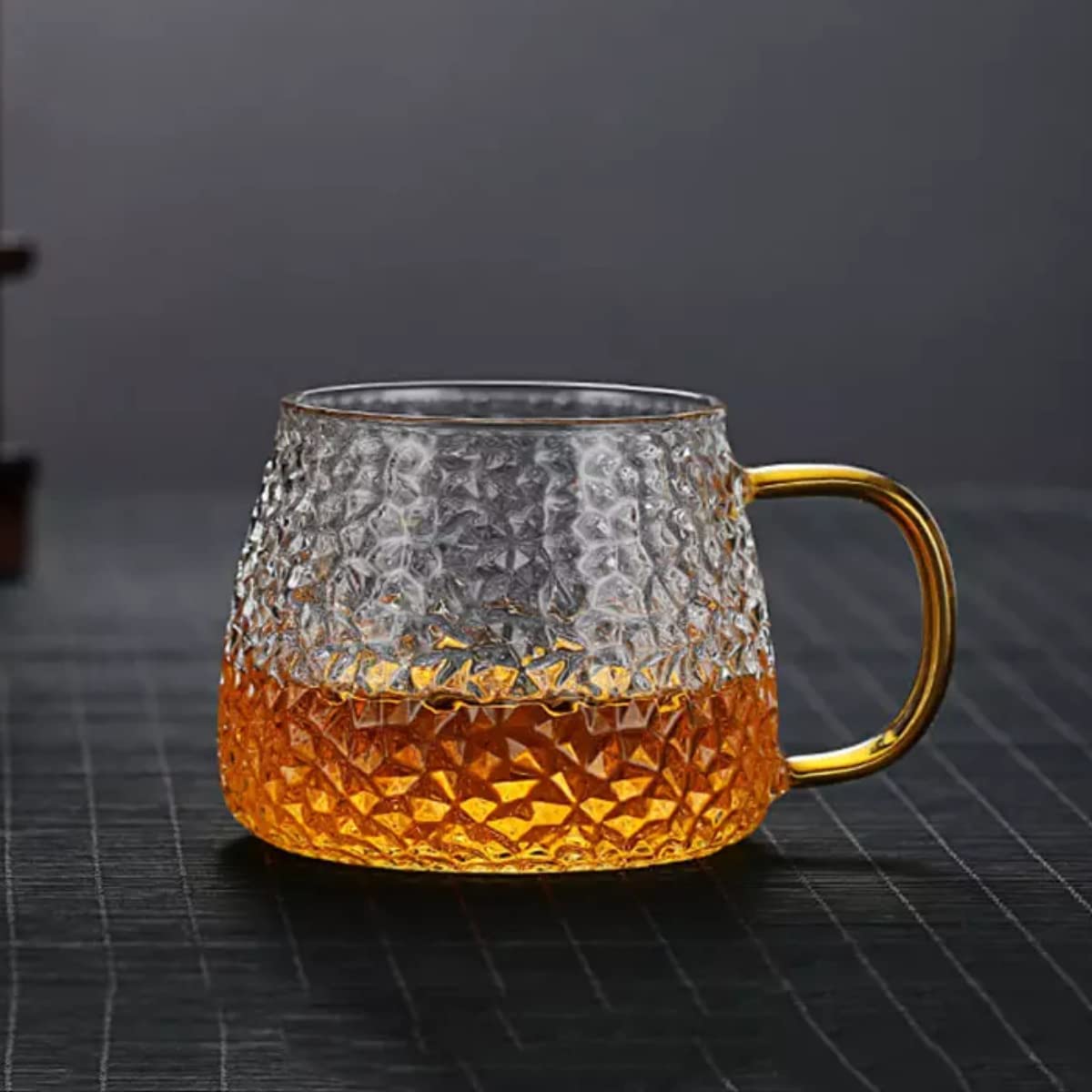 Shivaaro Tea and Coffee Cup Glass Mug with Golden Handle Set of 2 Used for Tea, Coffee, Green Tea, Herbal Tea, Lemon Tea Cup (Microwave Safe) (410 ml) 3