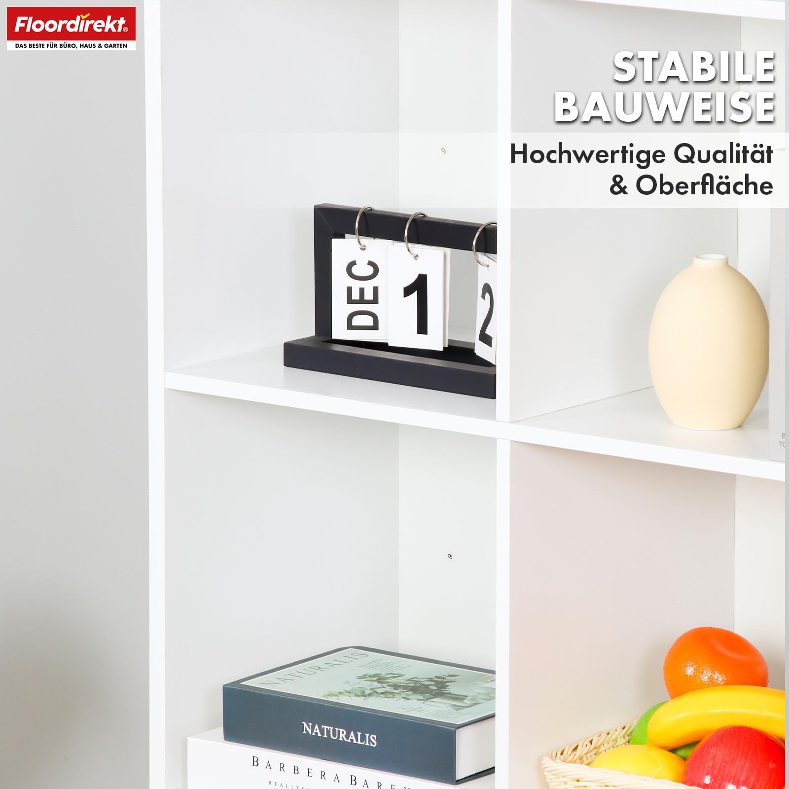 Hzuaneri Boekenkast, wit BC33203X Vrijstaande Opbergrek met 8 vakken met U-groeven Kubieke Planken voor Slaapkamer Woonkamer Kantoor 30 x 100 x 100 cm Wit BC33203X