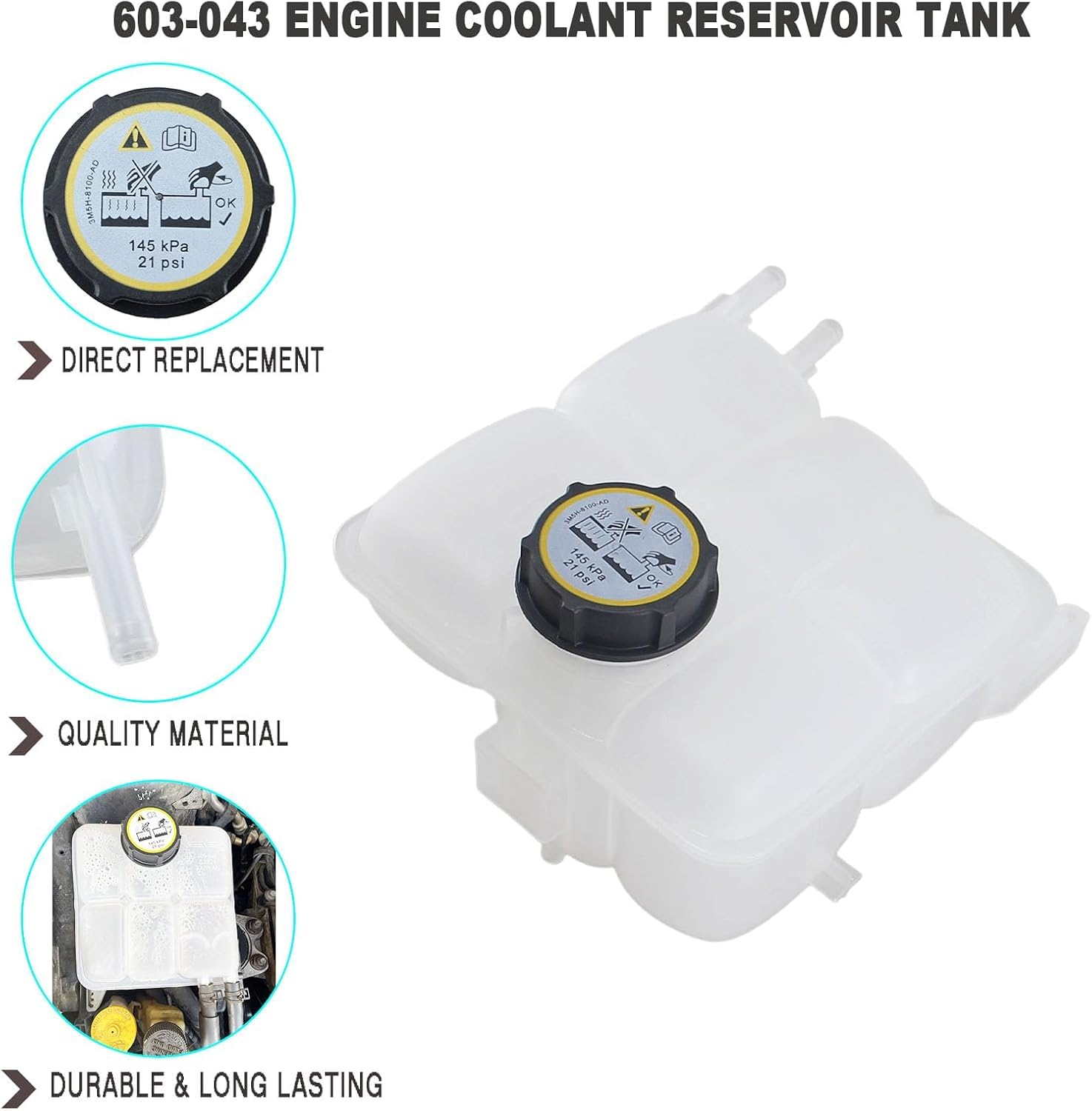 Serbatoio refrigerante anteriore con coperchio, contenitore di compensazione di ricambio per Focus Mk2 Hatchback C-Max DM2 S40 II MS 544 V50 MW 545 accessori auto parte # 3M5H8K218 1355244