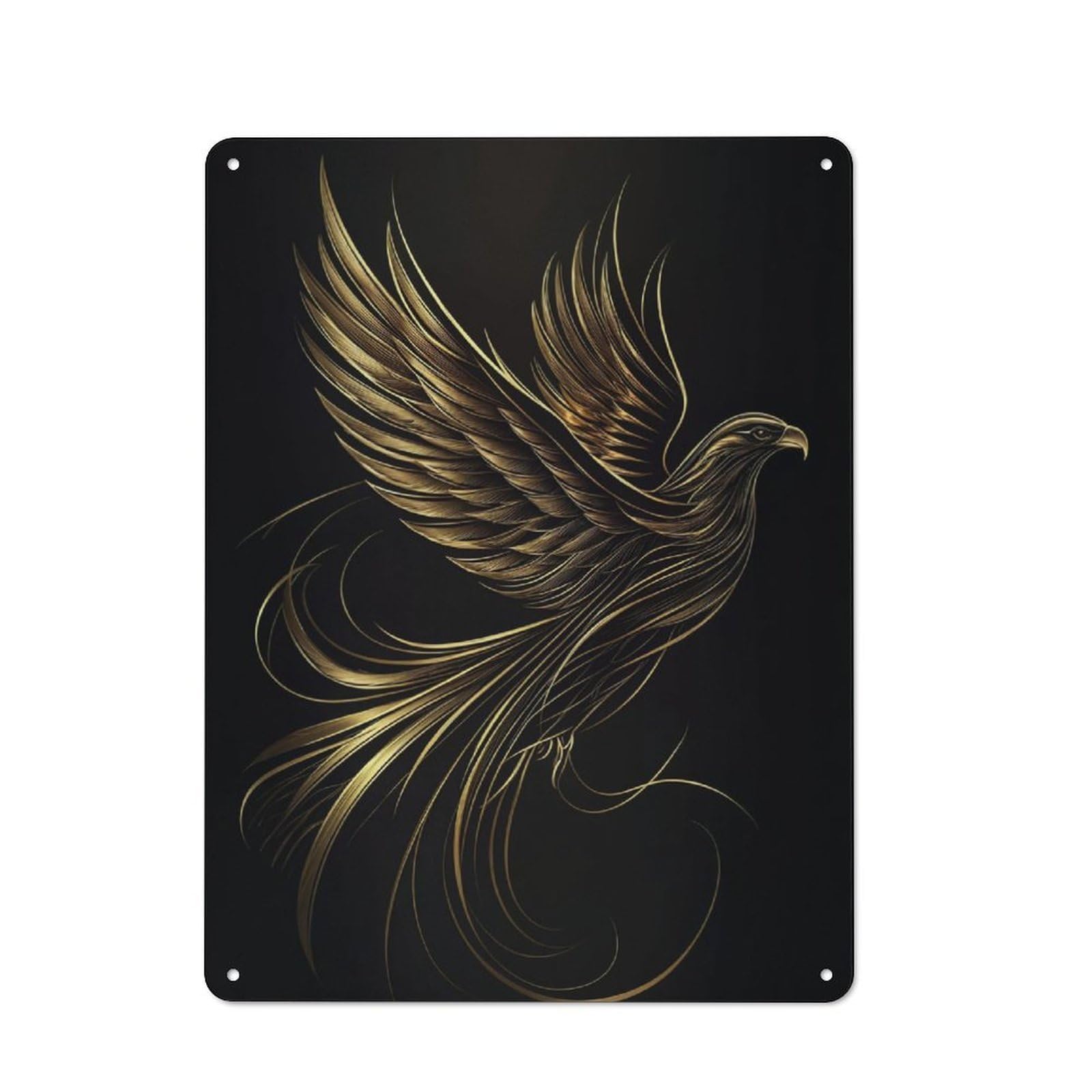 Junmoney Golden Winged Eagle Vintage Metal Plaque 40X30cm Featuring For Pub Or Café, Suited To Café Interior Fans
