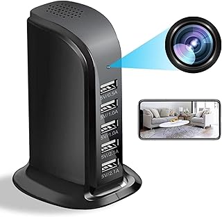 YILEFU WIFI Spy Camera USB Charger,Wireless Hidden 5-Port USB Hub Covert Nanny Cam 1080P HD Hidden Camera For Home Surveillance,for & Android APP Remote Control