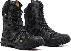 Bota Coturno Masculino Militar Soldier Palmilha de Gel Couro Legítimo Zíper Lateral