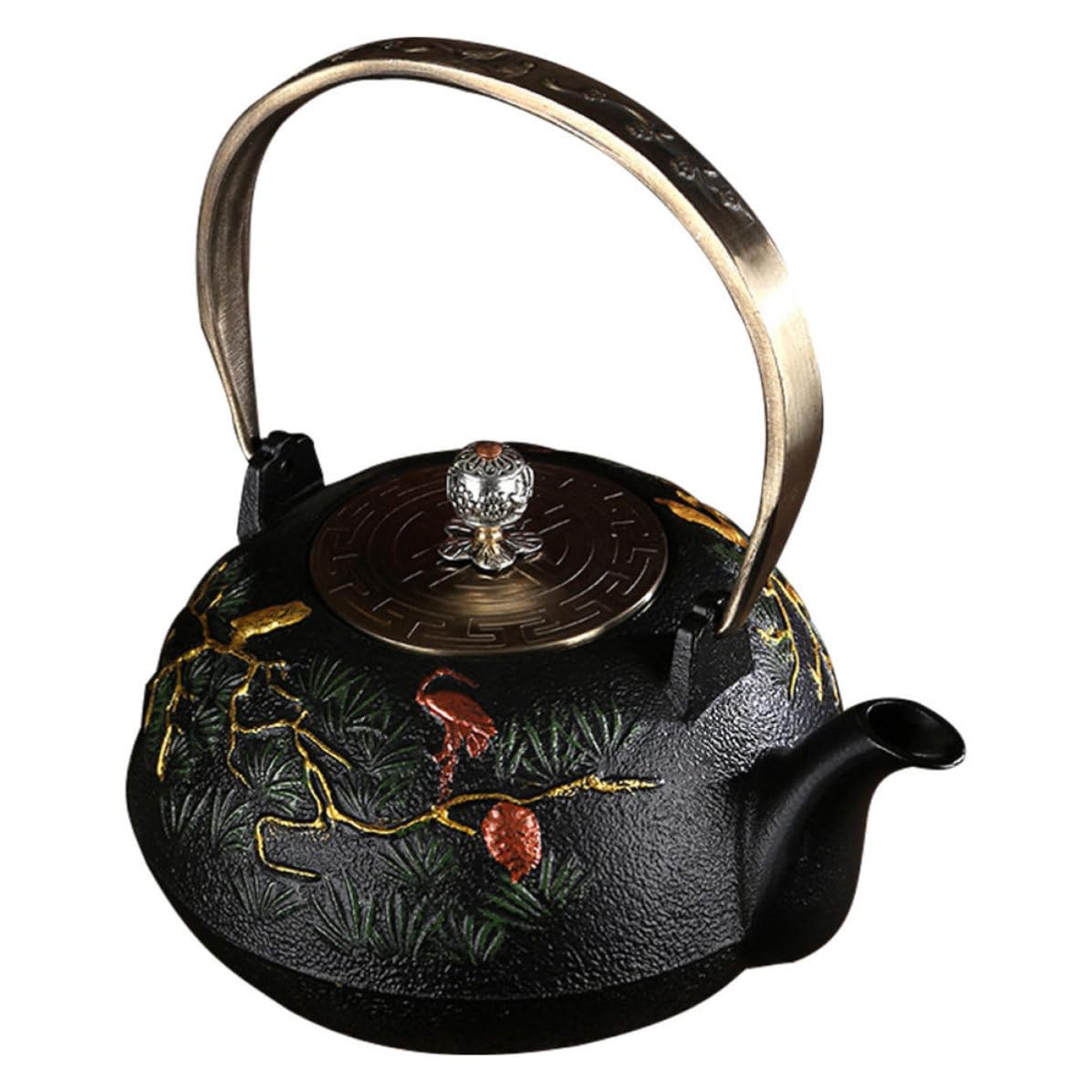 Théière en Fonte Rétro avec Infuseur, Bouilloire en Fer Noir sans Revêtement, Solide Infusion de Thé pour Usage Domestique
