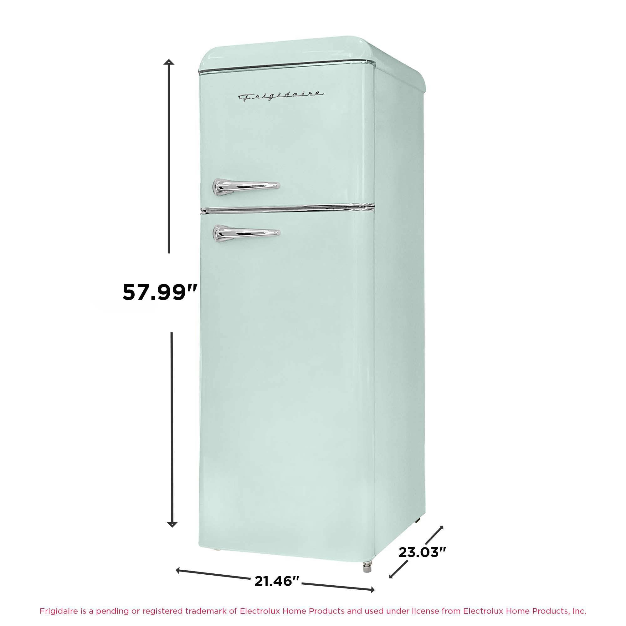 Frigidaire, 2 Door Apartment Size Retro Refrigerator With Top Freezer, Chrome Handles, 7.5 Cu Ft, Green on Fridge.com - View 6