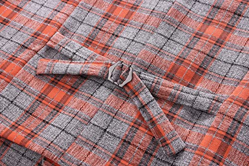Mens Orange Suit Slim Fit 3 Piece Checked Plaid Formal Business Dress Tuxedo Plaid Suits For Men Us Size 40 #TOP5