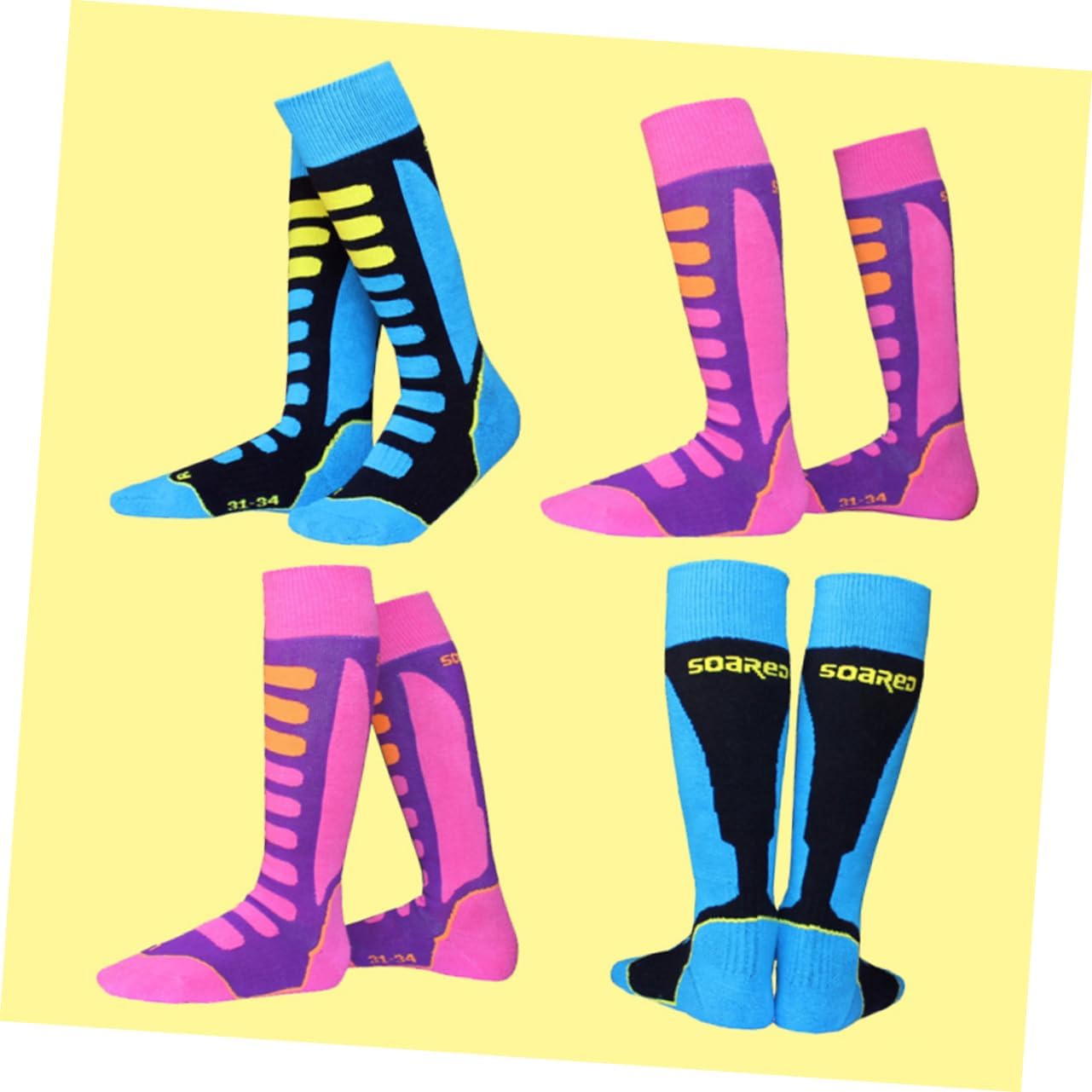 TENDYCOCO Snowboard Cycling Skiing Socks Men Women Thick Cotton Socks Padding for Winter Sports Elastic and Breathable