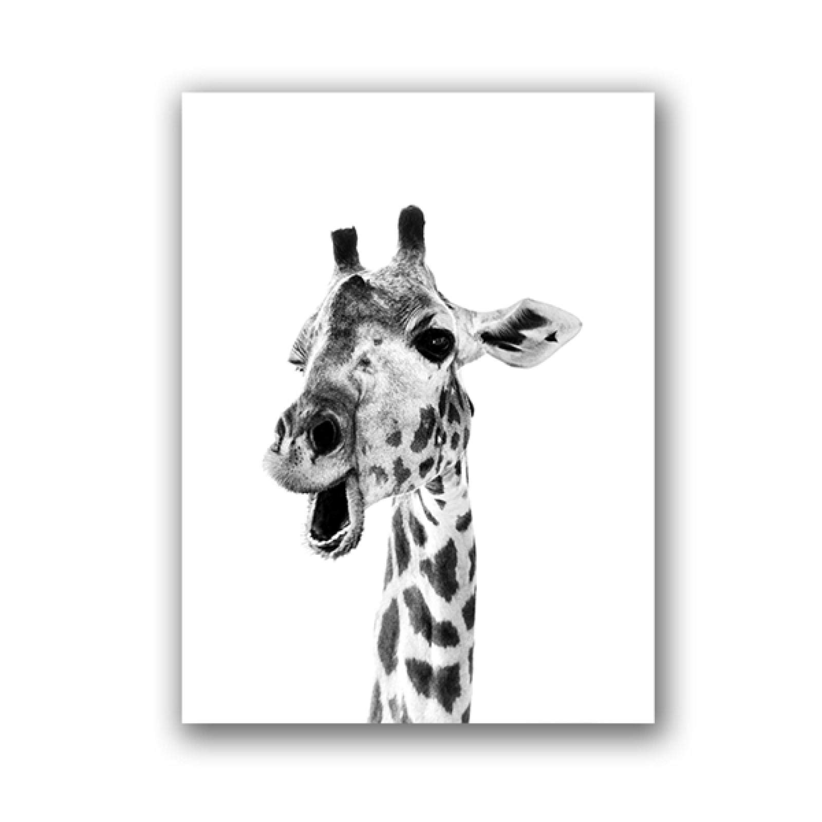 Jirafa Safari Animales Negro Blanco Lienzo Póster Arte de la Pared Pintura Guardería Bebé Jirafa Fotografía Impresión Niños Habitación Decoración 60x80cmx3pcs Sin Marco