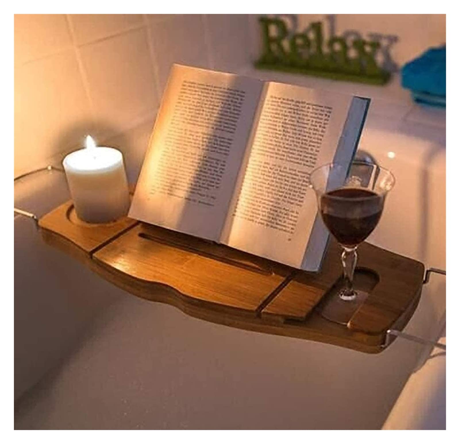 MYUYEE Bath Trays Bathtub Caddy, Bath Tray With Book Stand,70-96Cm, With Wine Glass Holder,Extendible, Natural Foldable Bathtub Cover Bathroom Trays