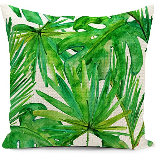 HUASHUZI Outdoor Kissen wetterfest 40x40 Kissenbezug grün Blatt Balkon deko terrassen gartenkissen sofakissen kissenbezüge dekokissen...