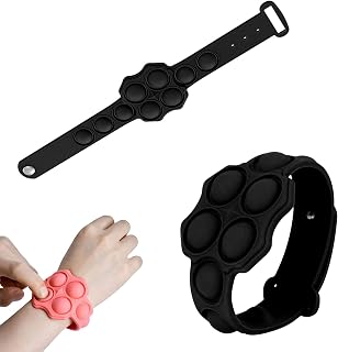 NSOP Stress Relief Wristband Fidget Toys,Wristband Simple Dimple, Hand Finger Press Silicone Bracelet Toy for Kids Adults ADHD ADD Anxiety Autism (Black) toddler