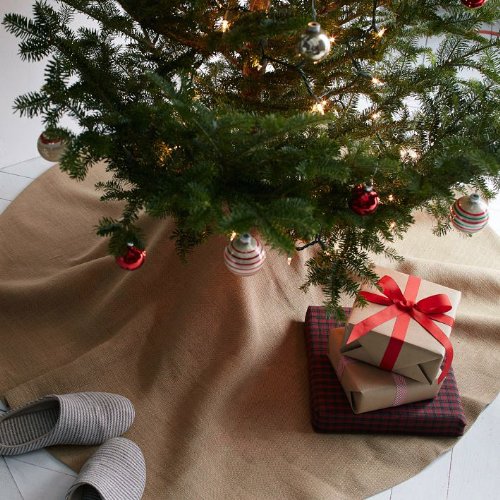 Firefly Imports Homeford Christmas Burlap Tree Skirt Under The Tree, 60-Inch
