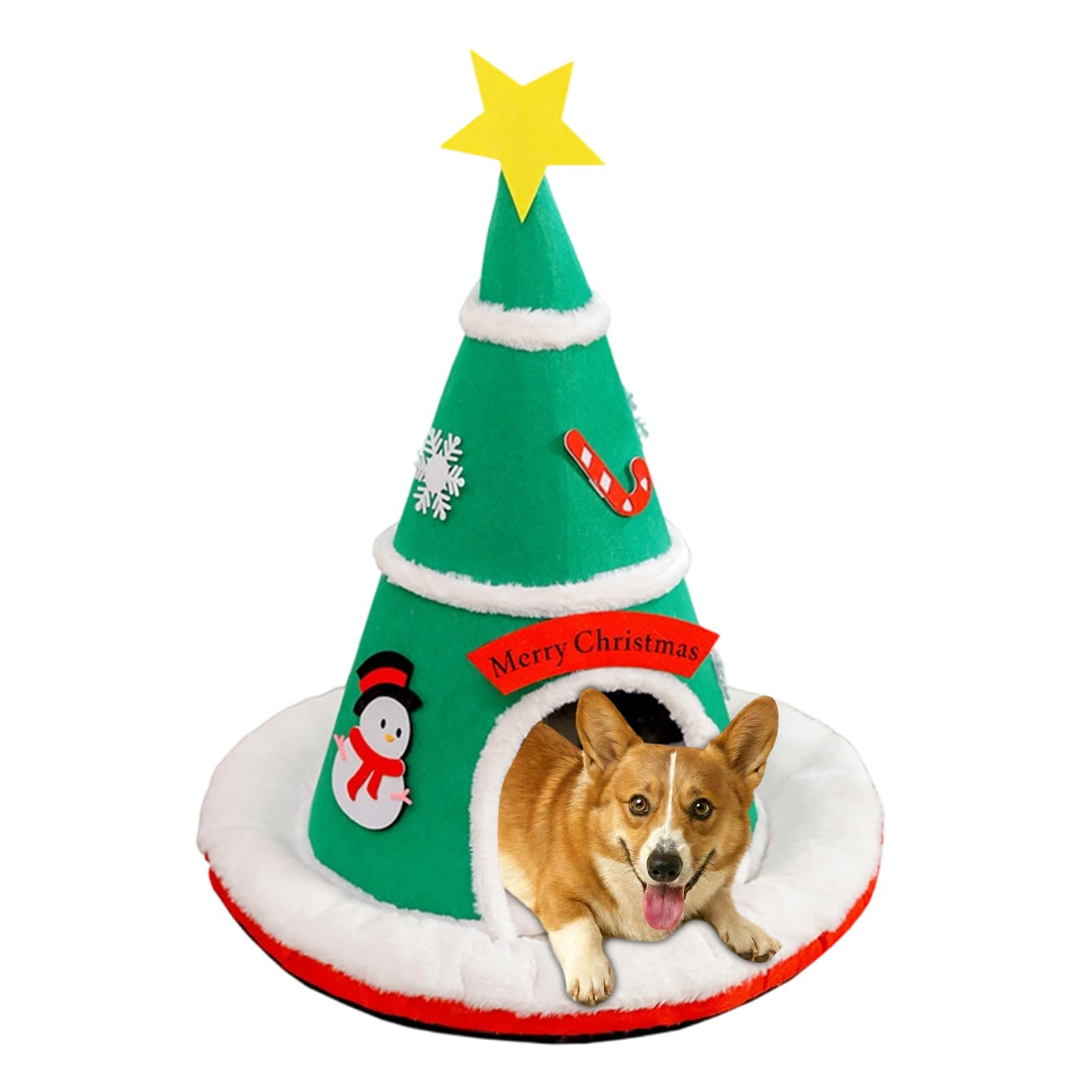 Generico Cuccia Gatti Chiusa Albero di Natale Caldo con Cuscino Amovibile | Cuccia Gatti Interna Con Grotta Adatto a Cuccioli Animali Domestici Interno Casa Balcone Soggiorno Inverno Appartamento