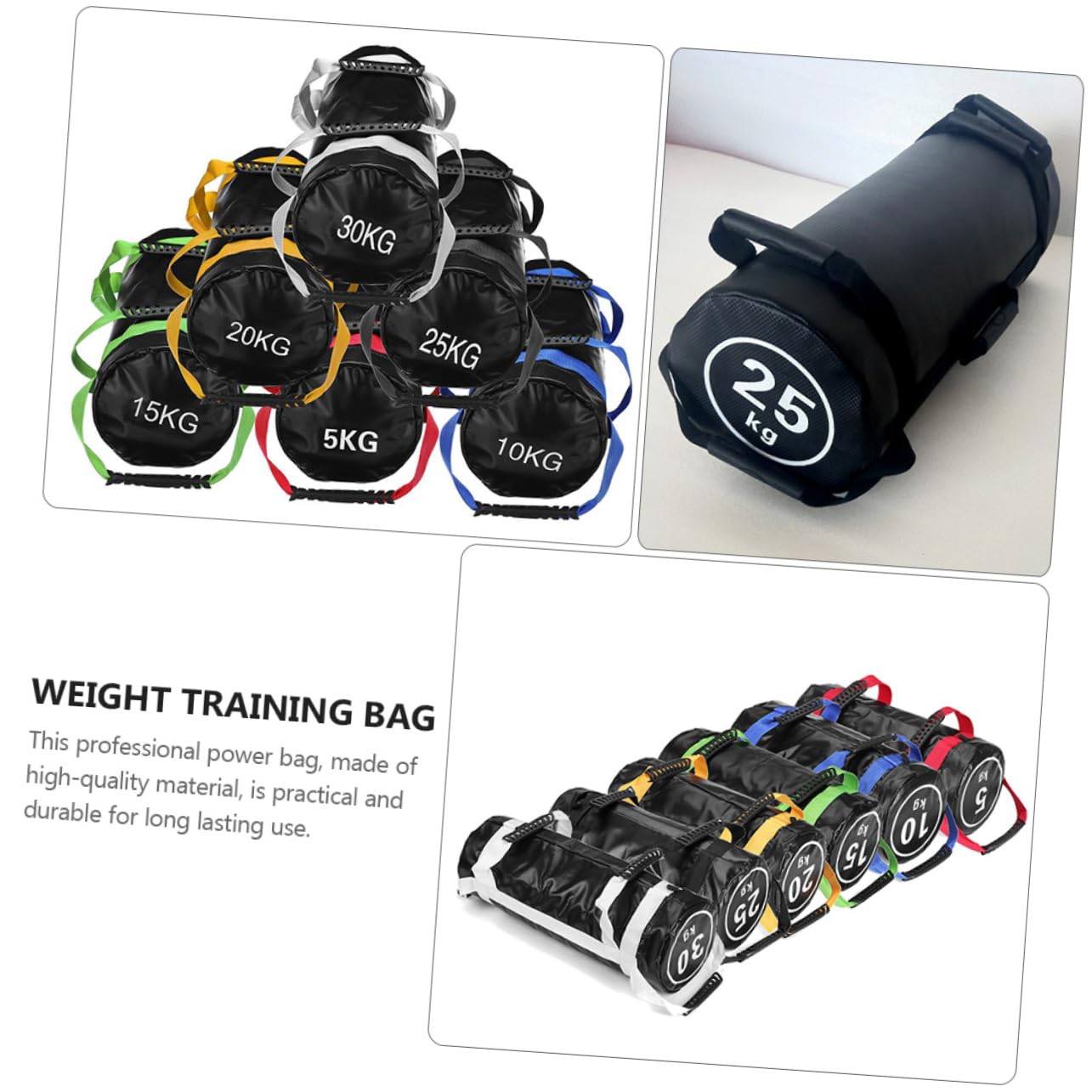 KOMBIUDA 1set Fitness Training Sandbag Power Bag for Strength Endurance Workouts Material Easy to Carry Handles Versatile for Various Exercises for Home Gym Use