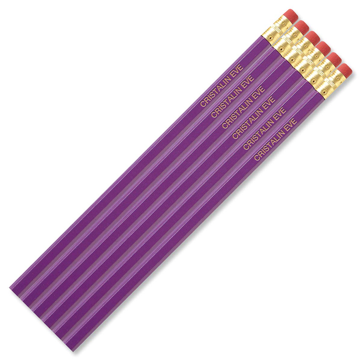 Lillian Vernon Personalized Purple Pencils - 12 Hardwood #2 Pencil Set With Laser Engraved Name, Customizable School Supplies for Kids, Teachers,