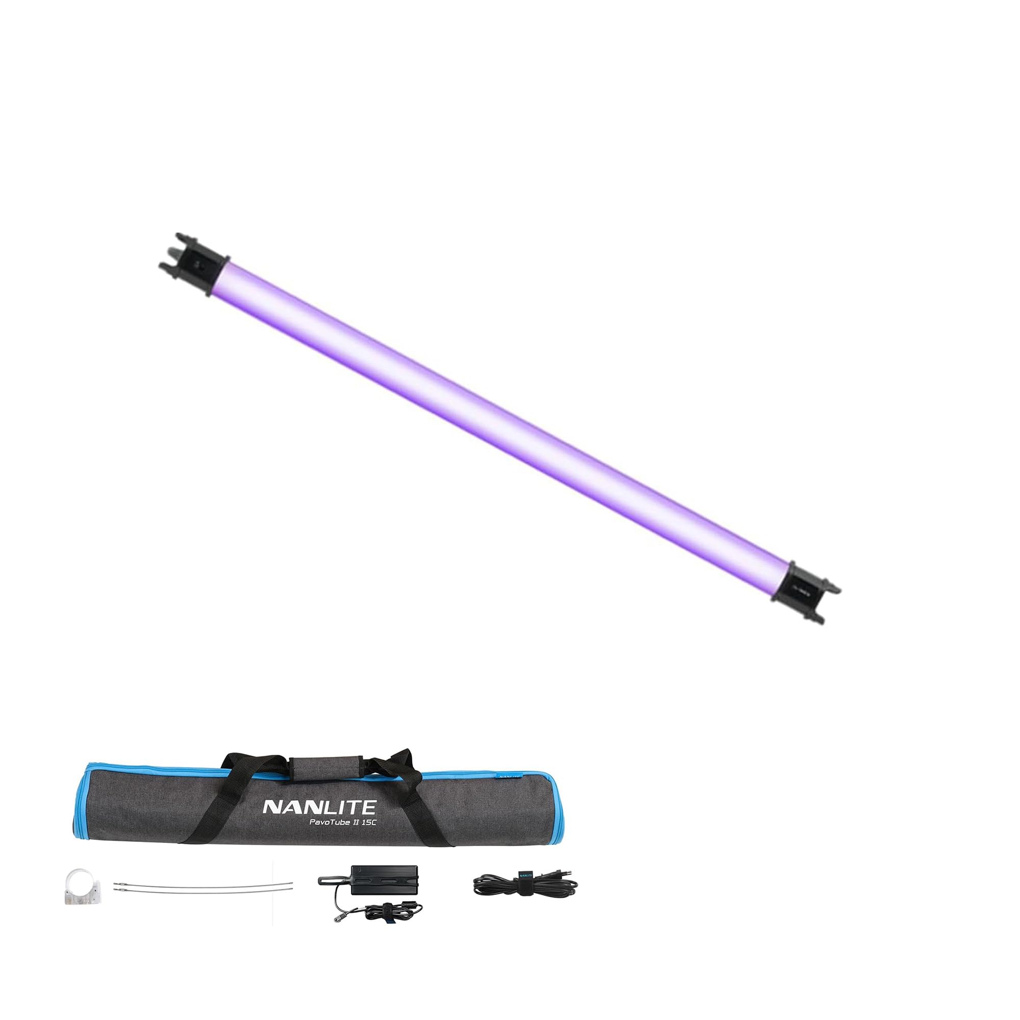 NANLITE PavoTube II 15C/30C RGBWW - Tubo de luz LED - 2700K-7500K bicolor + RGB, luz de video de mano para estudio de fotografía, funciona con pilas con soportes y funda (1 kit, PavoTube II 15C)