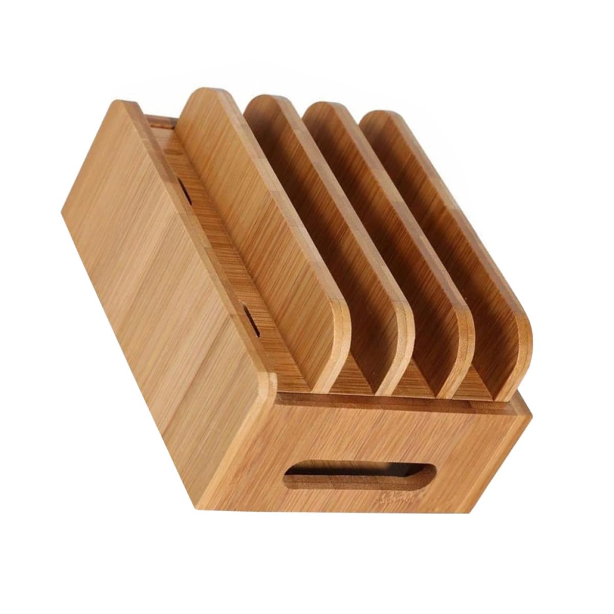 Lurrose Stazione di Ricarica Multi-dispositivo in Legno con Coperchio Rimovibile, Supporto da Tavolo per Telefono e Tablet, Organizzatore di Cavi USB per Uso Domestico e Ufficio