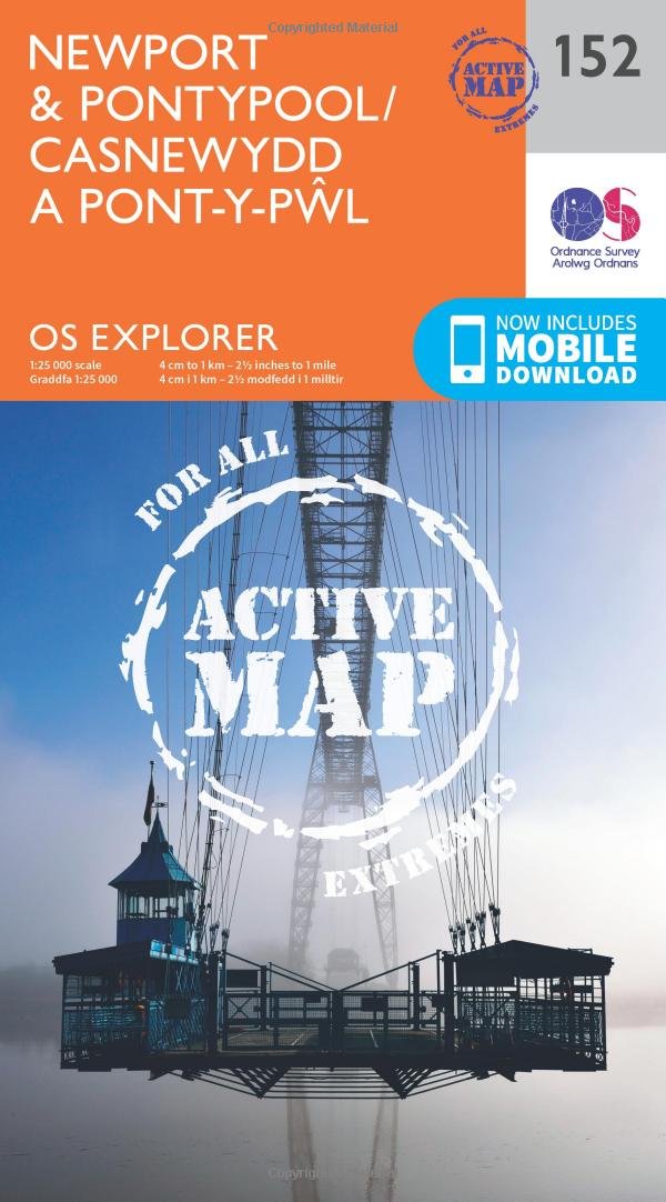 Newport & Pontypool/Casnewydd a Pont-y-Pŵl Map | Weatherproof | Caerleon & Usk | Ordnance Survey | OS Explorer Active Map 152 | Wales | Walks | Hiking | Maps | Adventure