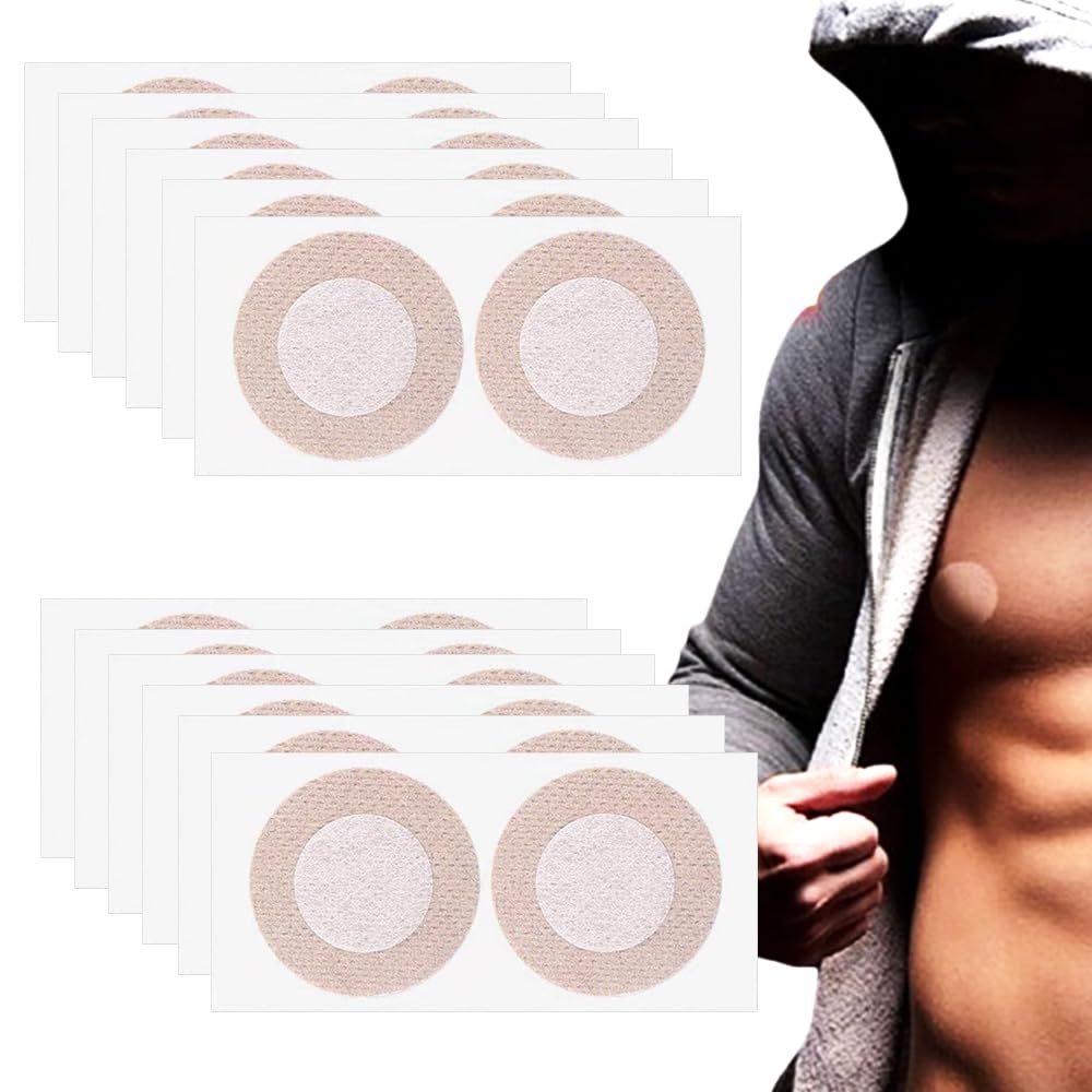 Koxlong Men's Beige 120 Pcs Disposable Nipple Covers For Invisible Nipple Protectors Anti-Chafing Nipple Tape For Gym Running Sports And Daily Wear