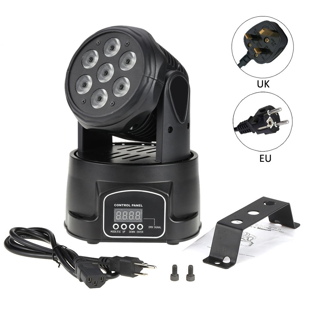 Lixada Teste Mobili 70W+7LED+RGBW 4 IN 1 9/14 Canali Stage Light DMX512 per KTV Discoteca