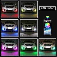Vista 5 de 100MM Multicolor RGB LED Halo Anillos Luz COB 102SMD Teléfono Inteligente iOS Android App Control Bluetooth Coche Ángel Ojos Círculo Anillo Faro