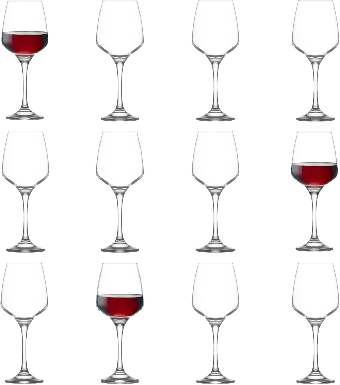 LAV 12x Clear 400ml Lal Red Wine Glasses Large Glass White Rose Long