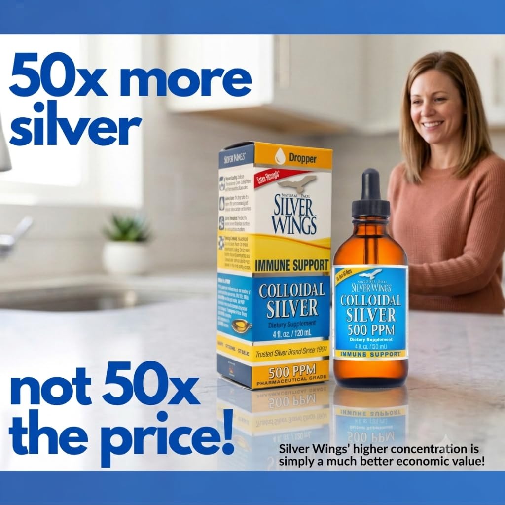 Natural Path Silver Wings - Colloidal Silver 500 ppm - Pure Mineral Supplement - Immune Support for Your Family - Powerful Healing Without a Bad Taste (4fl oz/120ml) — Amazon image 2