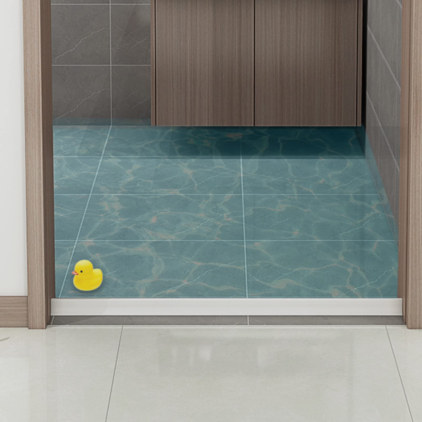 Barrera de Ducha y Sistema de Retención de Agua, Umbral de Ducha Plegable Presa de Agua, Dique de Ducha Plegable para Separación Húmeda y Seca, Cocina y Baño Tira de Re(Size:300cm,Color:Transparente)