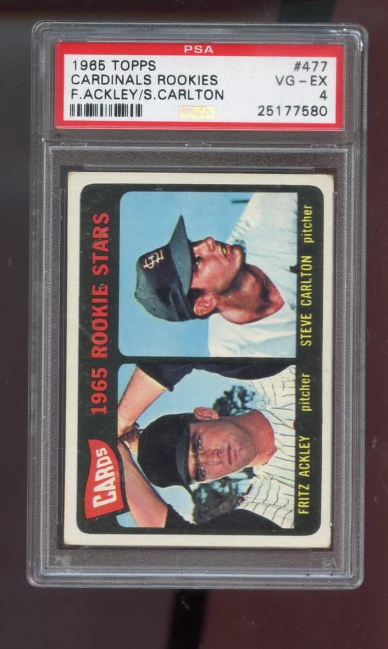 1965 Topps #477 Steve Carlton ROOKIE RC Fritz Ackley Stars PSA 4 Graded Baseball Card MLB