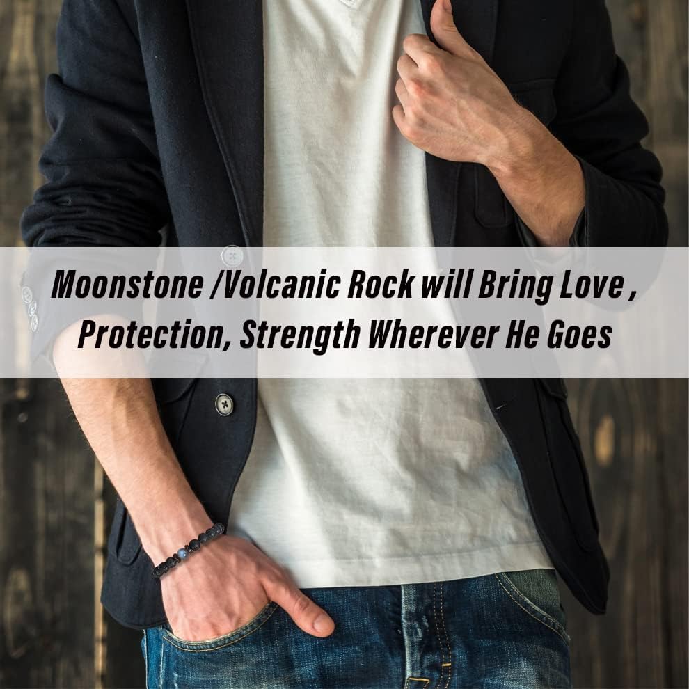 Valentines Day Gifts for Boys/Men-Love/Strength-Natural Gemstone Bracelet for Son Grandson Dad Boyfriend Husband Brother Nephew Uncle - Image 5