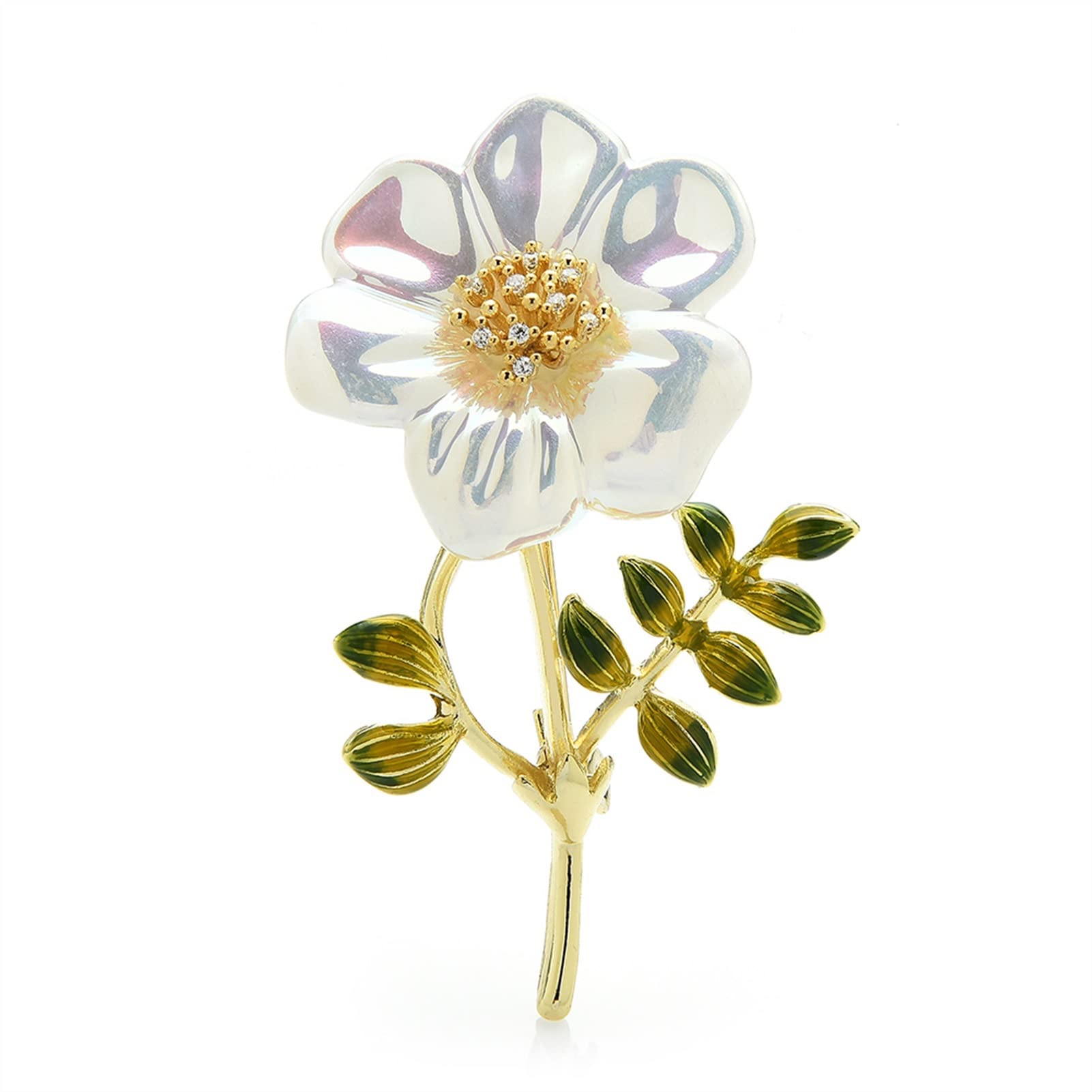Broches De Mujer Accesorios De Moda para Mujer Broche De Flor De Concha De Simulación Broche De Fiesta De Flor De Esmalte para Mujer Chaqueta De Rebeca Broche De Abrigo Broche Pin