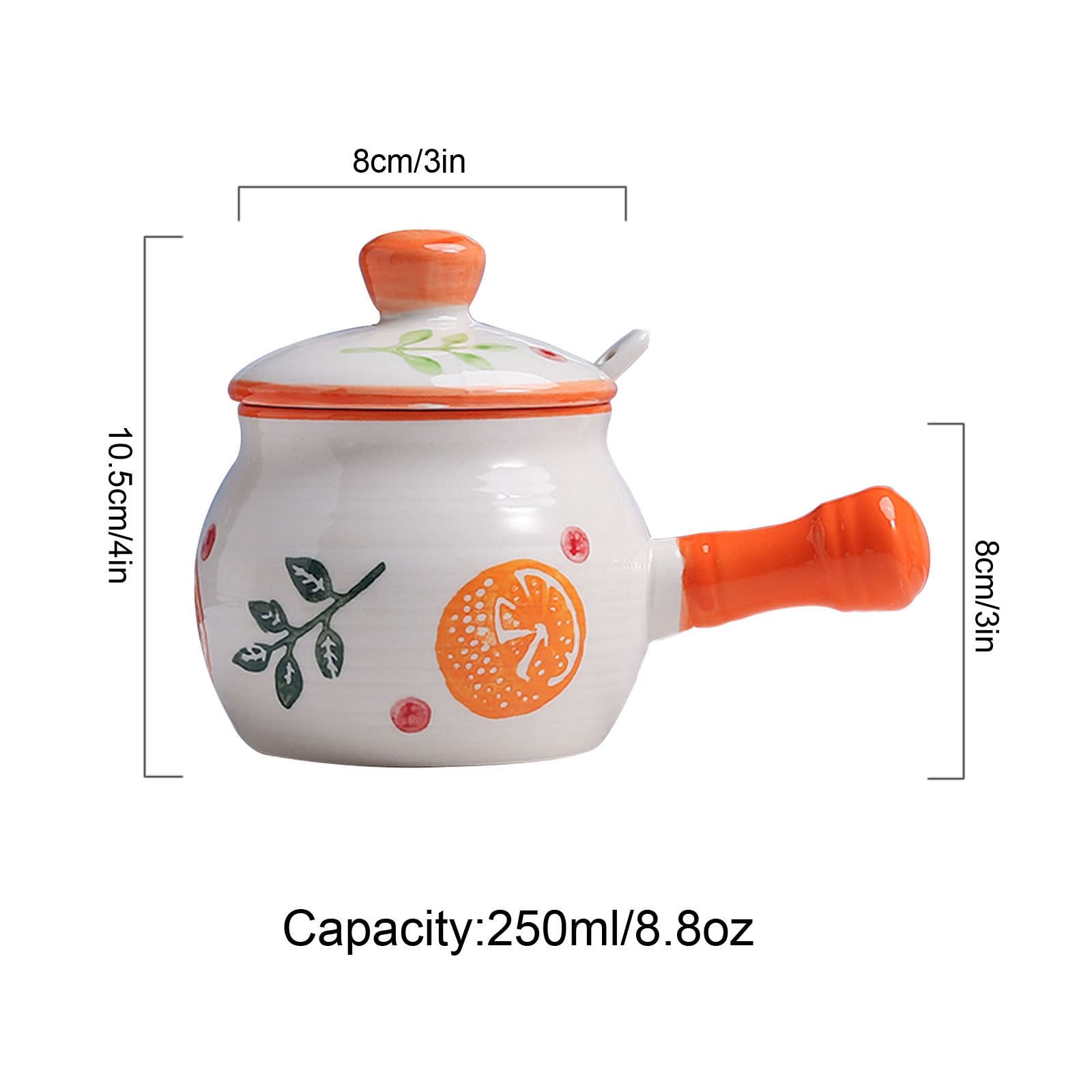solniczka, Słoiki na przyprawy, Cukiernica z pokrywką i łyżeczką, Ceramiczny pojemnik cukier Słoik uchwytem, ​​Sól Pojemnik - Cytryna Garnek 250 ml(Yellow)