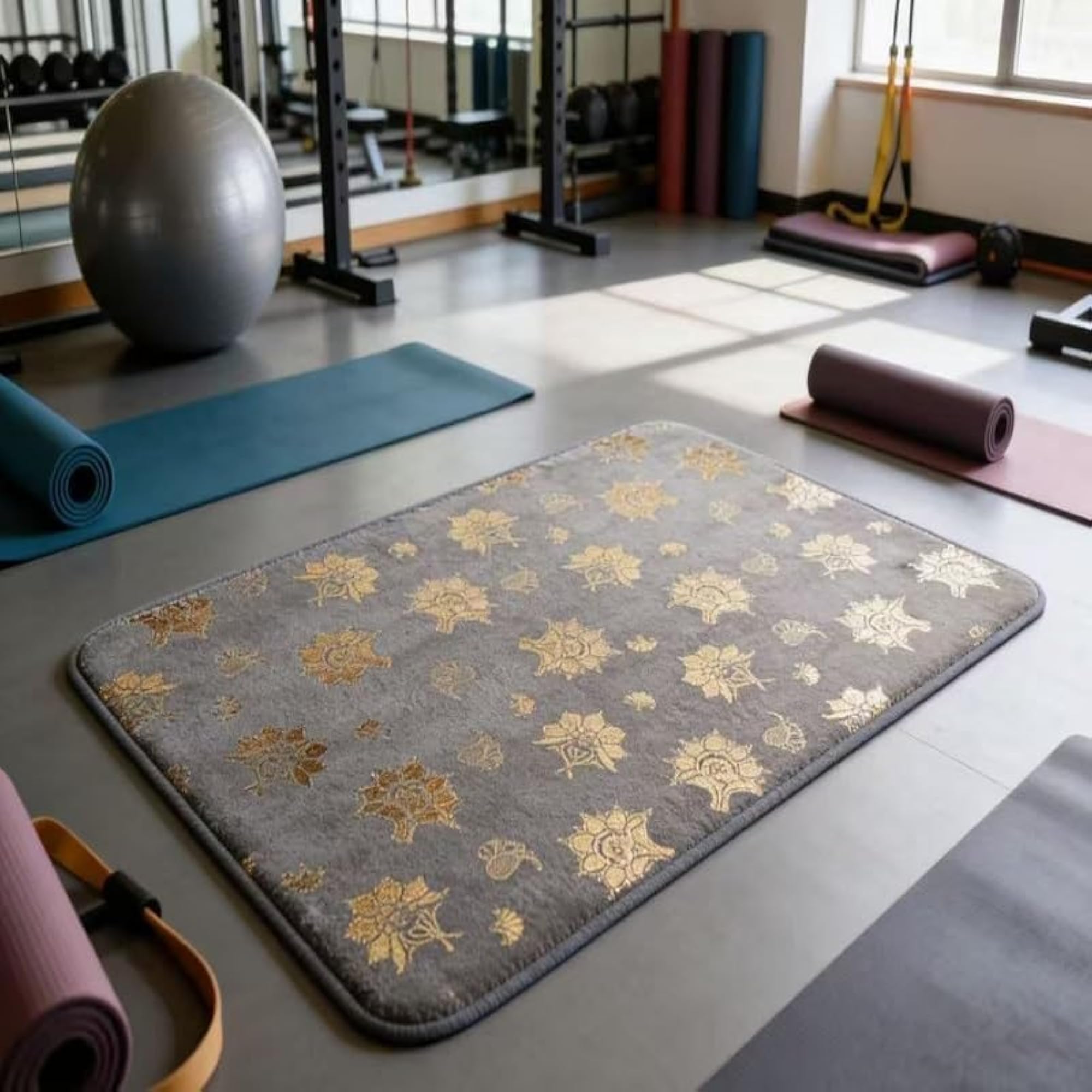 Golden Flower Memory Foam Bath Mat