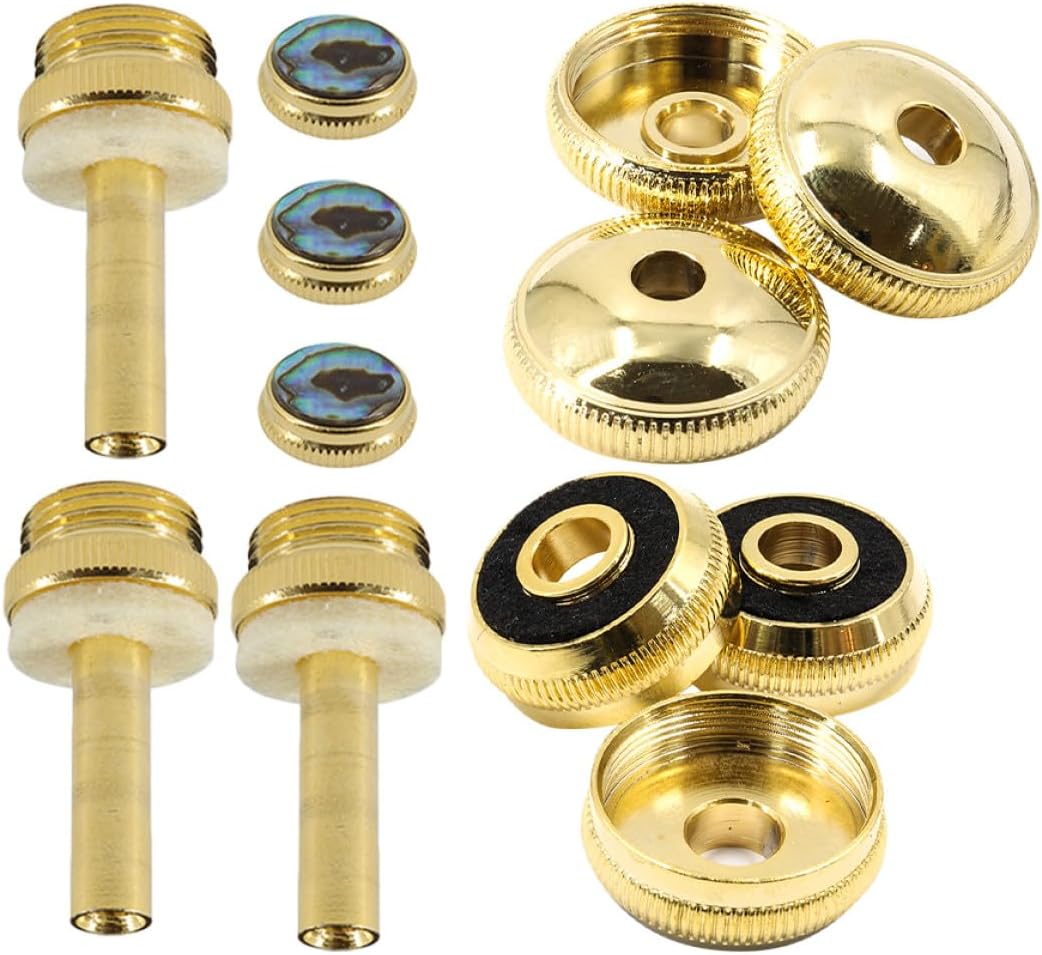 Mobestech Trumpet Piston Button Buckles 12pcs Set with Gold Edges, Musical Instrument Accessories for Band and Orchestra Brass Trumpet Maintenance and Repair Tools